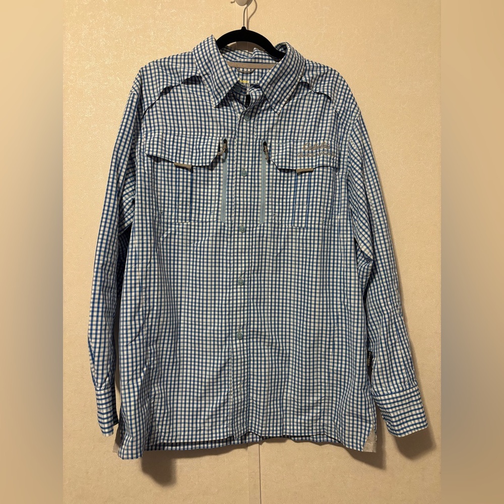 Cabela's | Blue and White Plaid Shirt | Size Large